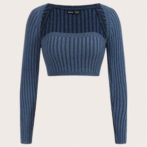 SHEIN Blue Striped Crop Top